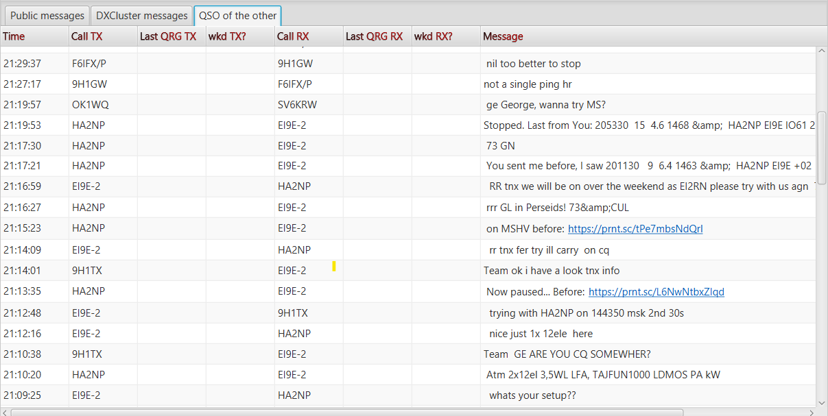 Global message tabs in the main window